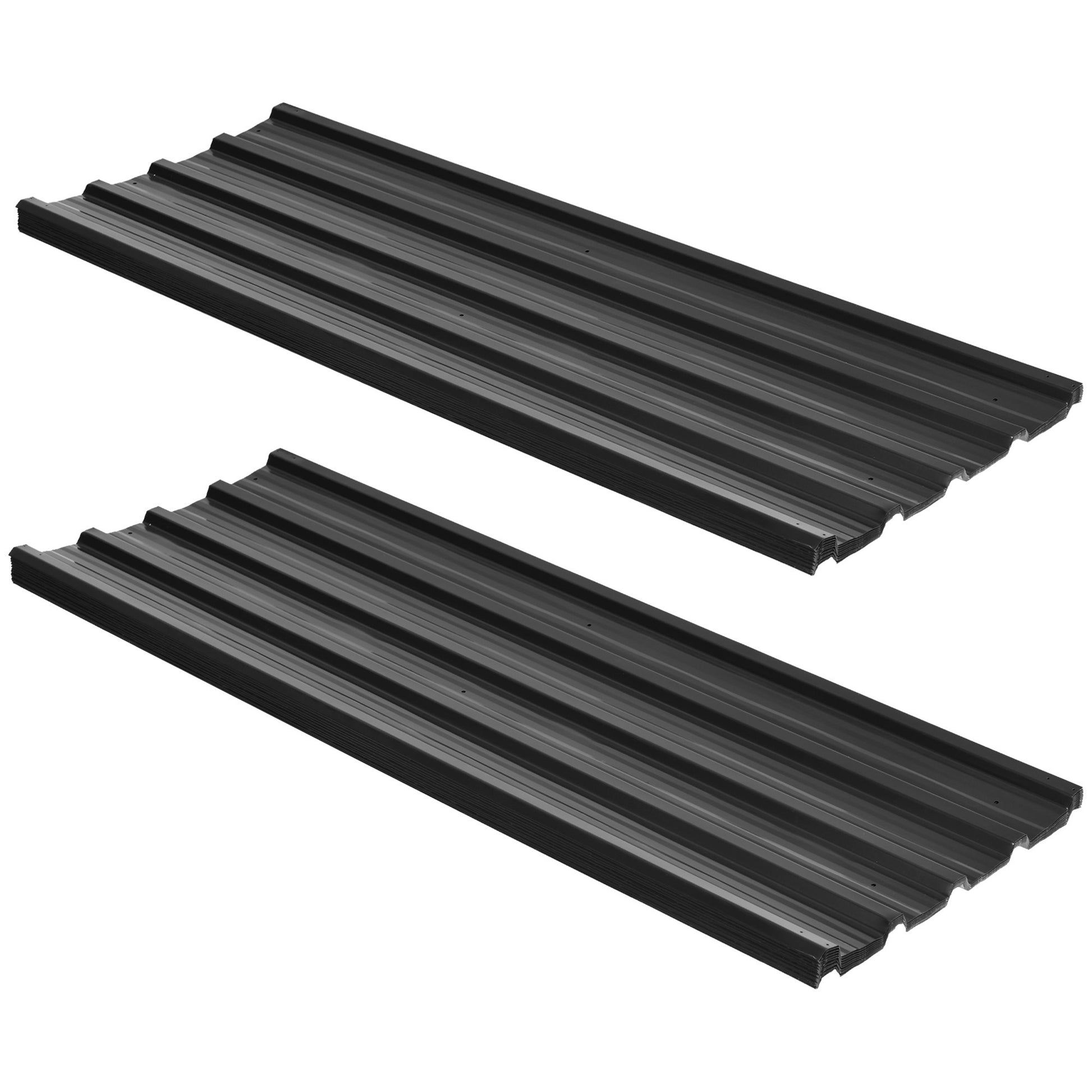 Photo of Outsunny Corrugated Roofing Sheets, Pack of 24, Galvanised Metal Roofing Sheets for Greenhouse, Garage, Storage Shed, Carport, 129 x 45cm, Dark Grey in Grey colour on a white background
