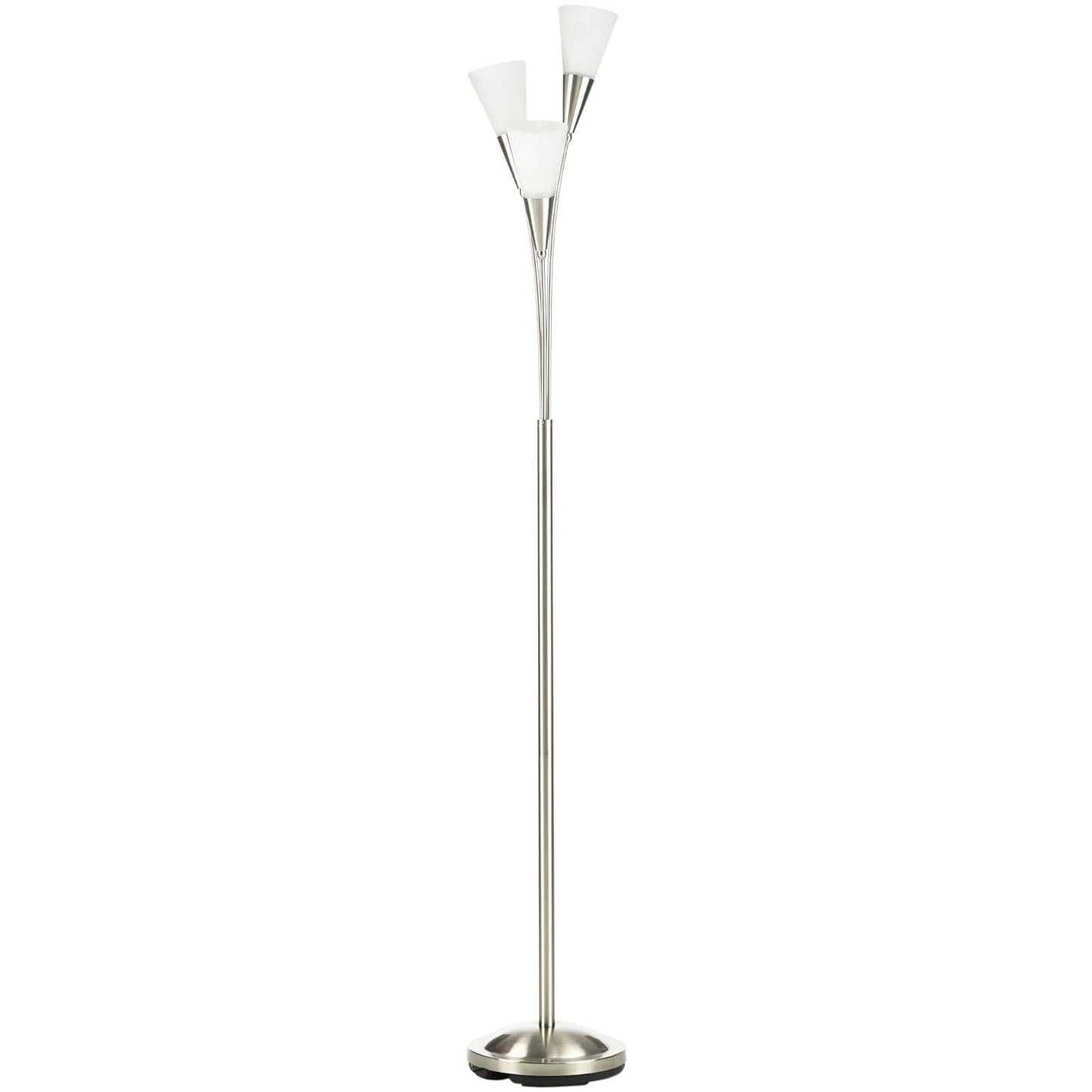 Photo of HOMCOM Modern Standing Lamp, 3-Light Upright Floor Lamps for Living Room, Silver Tone in Tone colour on a white background