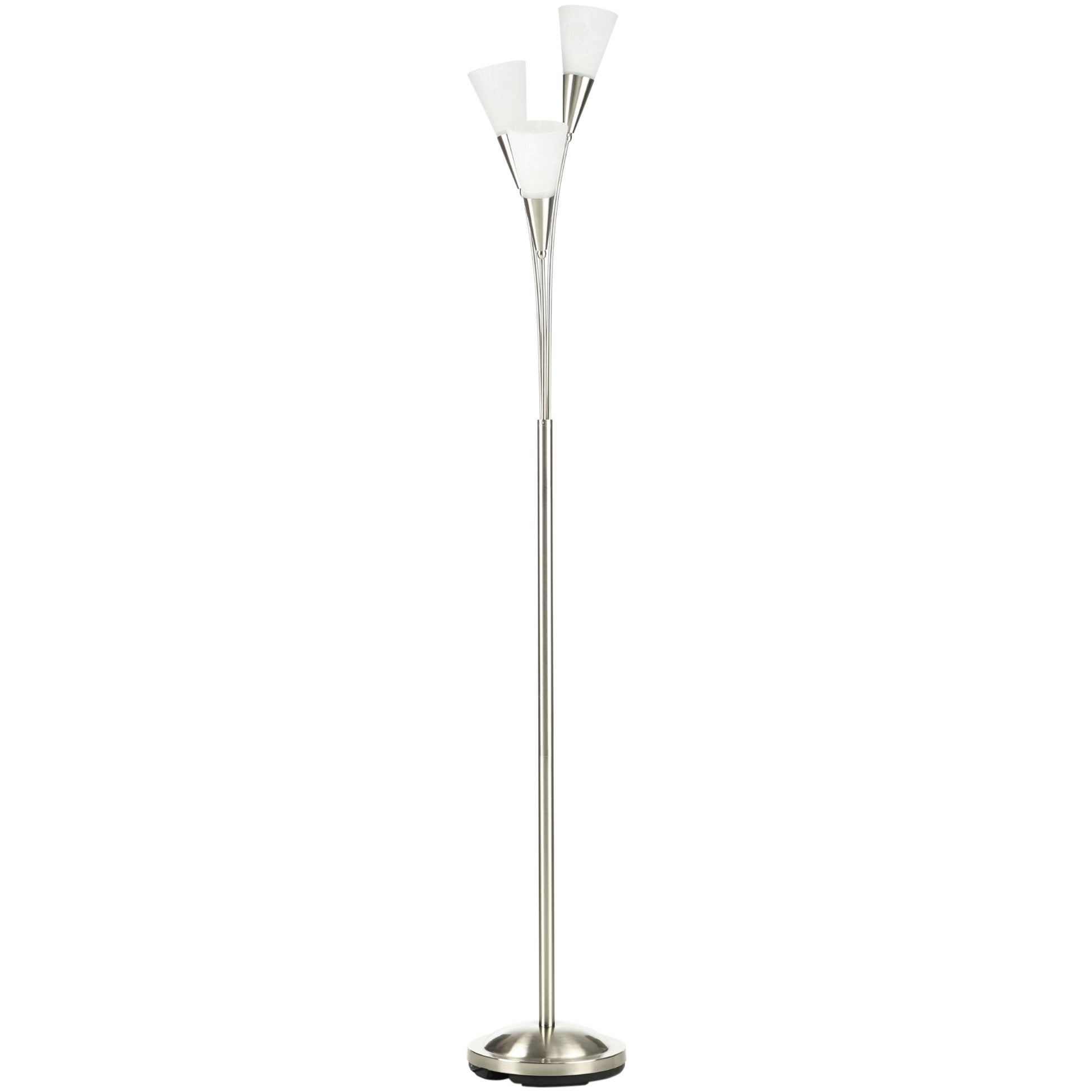 Photo of HOMCOM Modern Standing Lamp, 3-Light Upright Floor Lamps for Living Room, Silver Tone in Tone colour on a white background