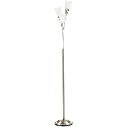 Photo of HOMCOM Modern Standing Lamp, 3-Light Upright Floor Lamps for Living Room, Silver Tone in Tone colour on a white background