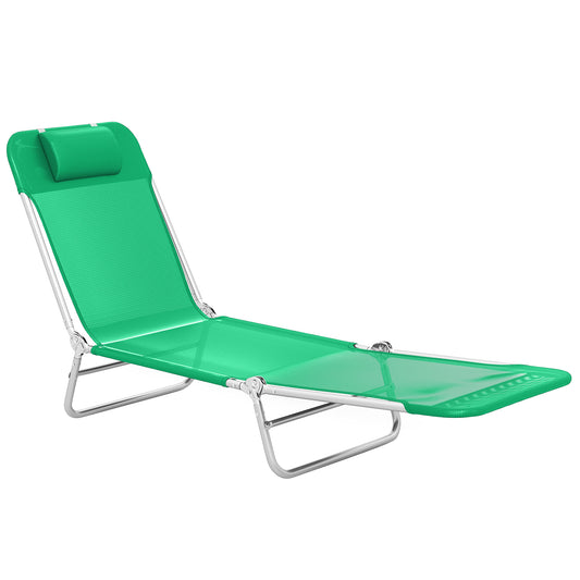 Photo of Outsunny Steel Frame Sun Lounger, with Reclining Back - Dark Green in Green colour on a white background