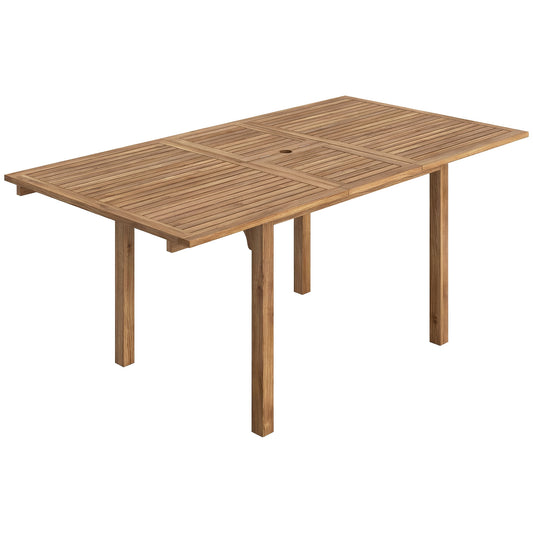 Photo of Outsunny Extending Garden Table, Outdoor Dining Table for 6-8 with Acacia Wood Slatted Tabletop for Balcony Porch in Porch colour on a white background