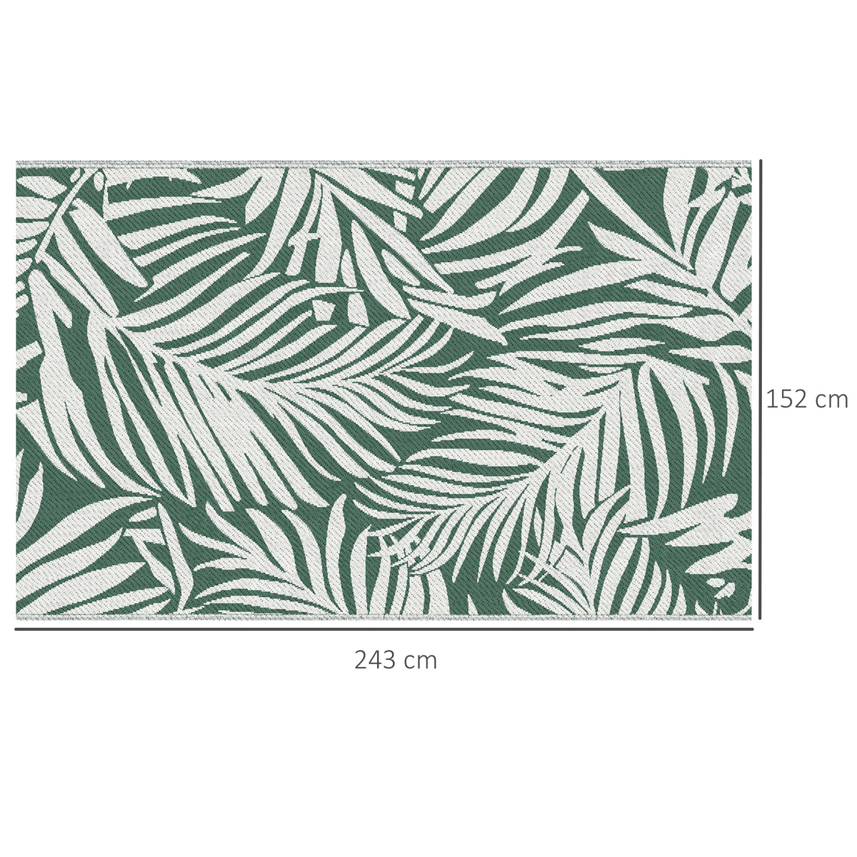 Outsunny Outdoor Rug Reversible Mat Plastic Straw Rug Portable RV Camping Mat for Garden Deck Picnic Indoor, 152 x 243 cm (5 x 8 ft), Green & White