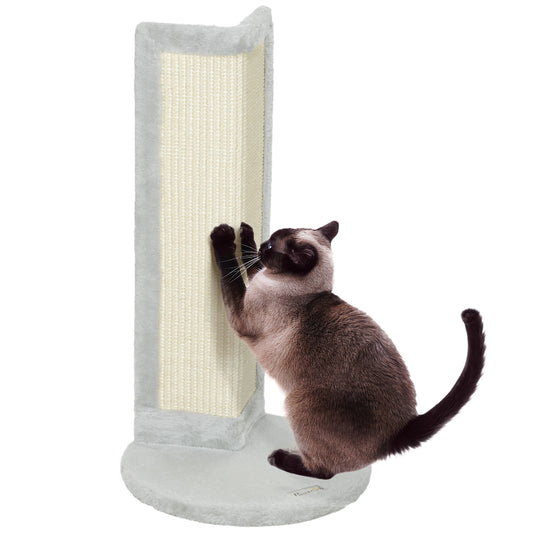 Photo of PawHut 56cm Corner Cat Scratching Post with Sisal Scratching Pad, Grey in Grey colour on a white background