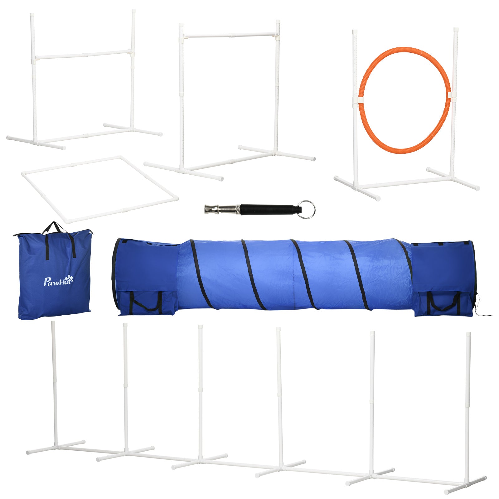 Photo of PawHut Six-Piece Dog Agility Equipment Set, with Carry Bag - Multicoloured in Multicoloured colour on a white background