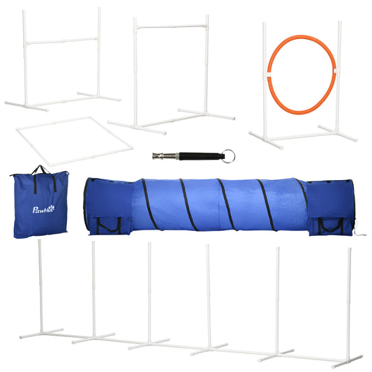 Photo of PawHut Six-Piece Dog Agility Equipment Set, with Carry Bag - Multicoloured in Multicoloured colour on a white background
