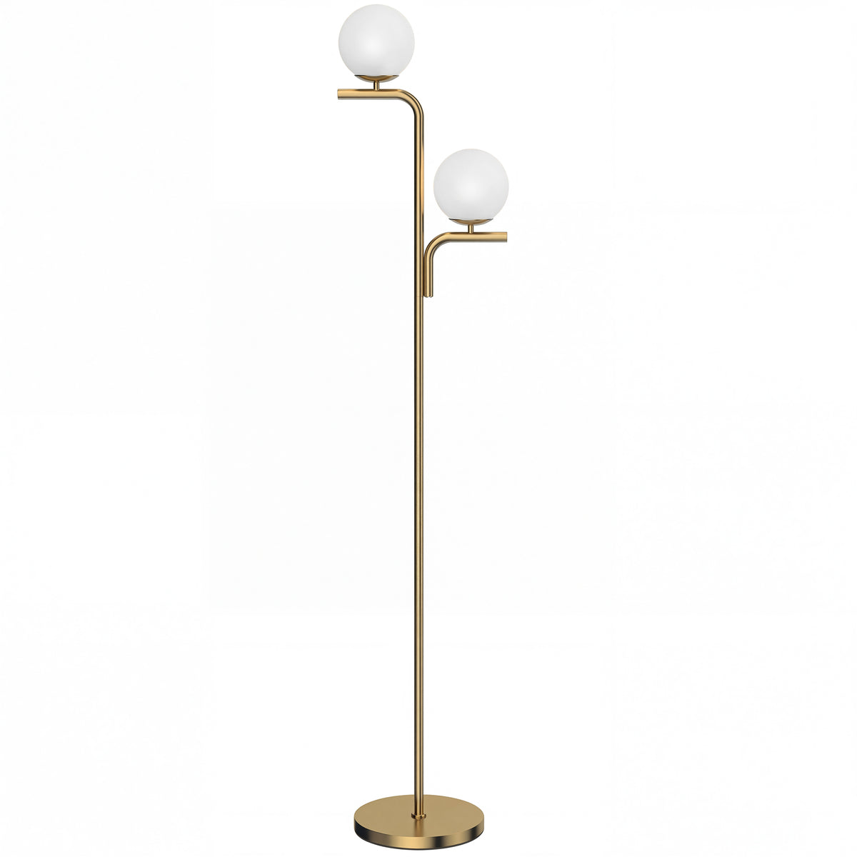Photo of HOMCOM LED Floor Lamp, Modern Standing Lamp with 3 Colour Temperatures, Globe Glass Shades and Foot Switch, Gold Tone in Tone colour on a white background