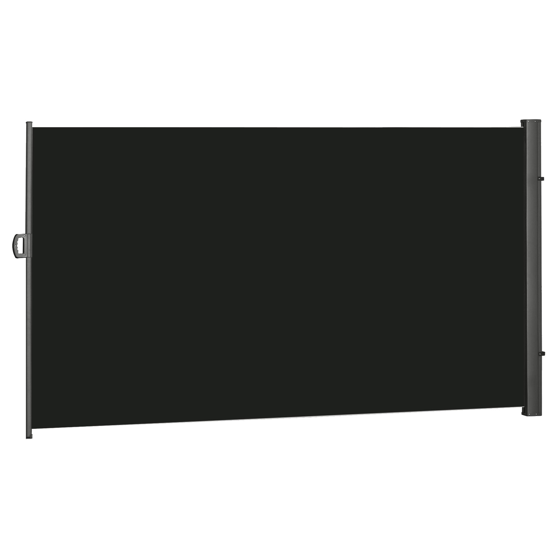 Photo of Outsunny Retractable Sun Side Awning Screen Fence Patio Garden Wall Balcony Screening Panel Outdoor Blind Privacy Divider (3x2M, Black) in Black) colour on a white background