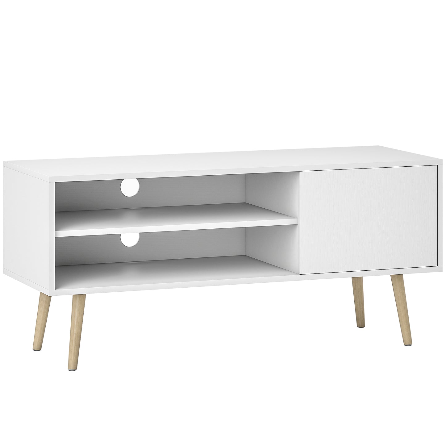 Photo of HOMCOM TV Stand up to 55 Inches, TV Unit with Open Shelves and Cable Holes - White in White colour on a white background