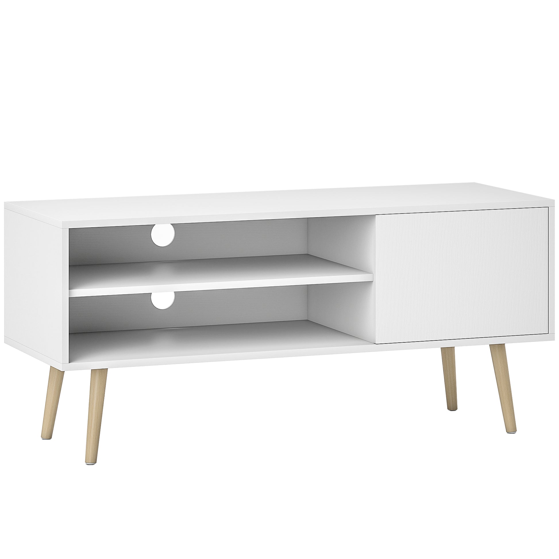Photo of HOMCOM TV Stand up to 55 Inches, TV Unit with Open Shelves and Cable Holes - White in White colour on a white background