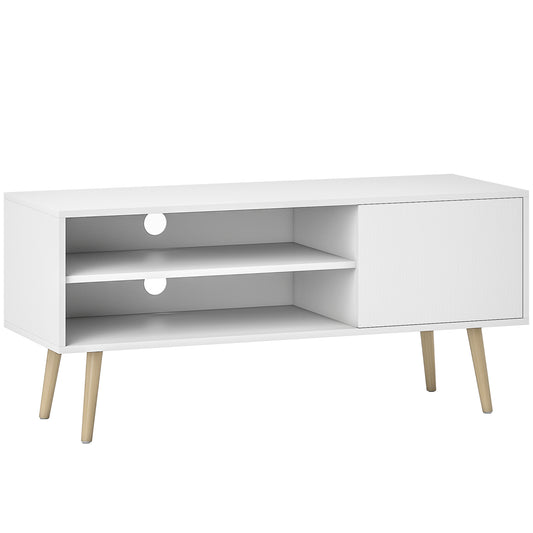 Photo of HOMCOM TV Stand up to 55 Inches, TV Unit with Open Shelves and Cable Holes - White in White colour on a white background