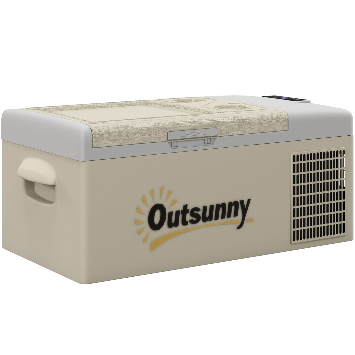 Photo of Outsunny 16L Portable Car Fridge, -20℃ to 10℃ Adjustable Temperature - Khaki/Grey in Khaki/Grey colour on a white background