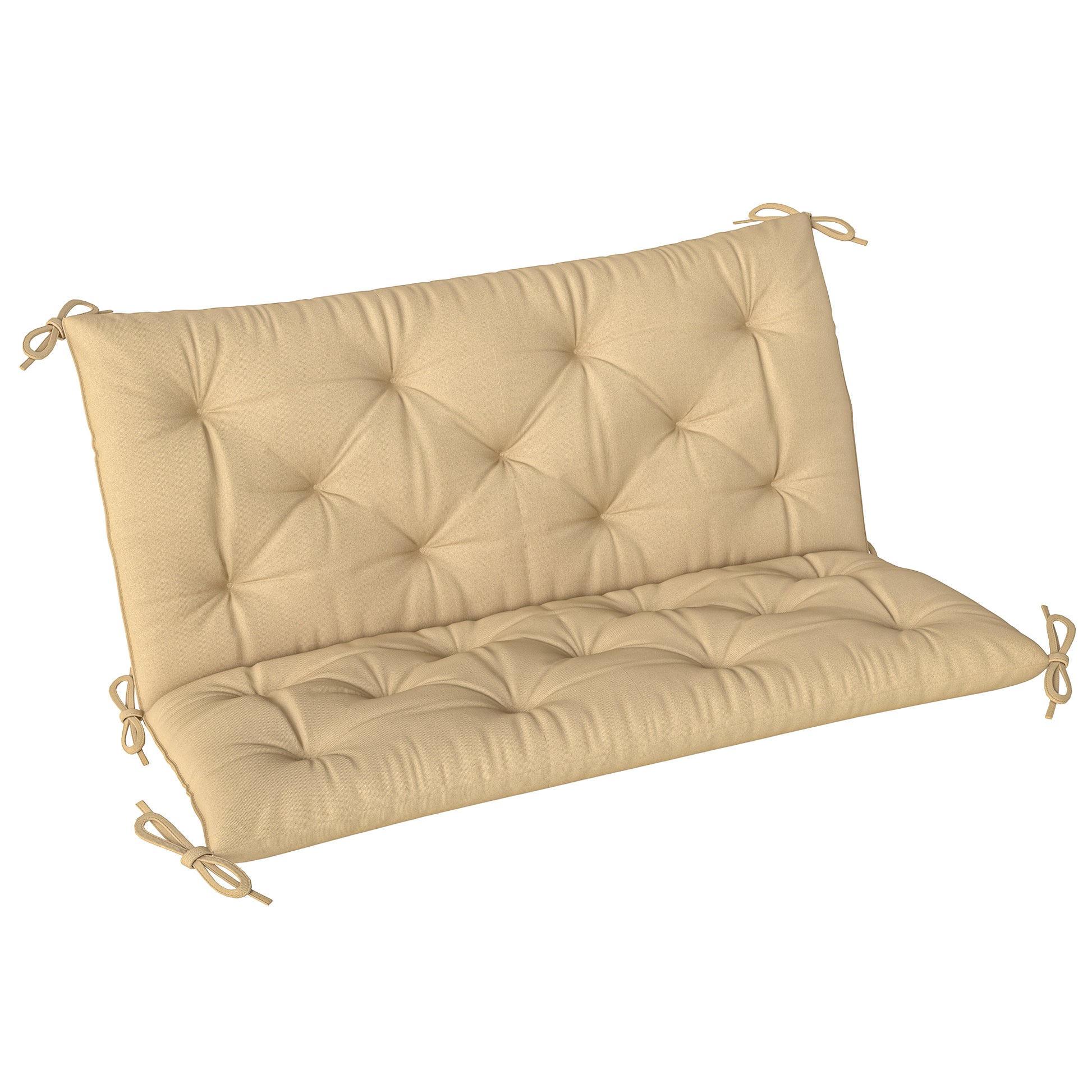 Photo of Outsunny Two-Seater Bench Cushion - Khaki in Khaki colour on a white background