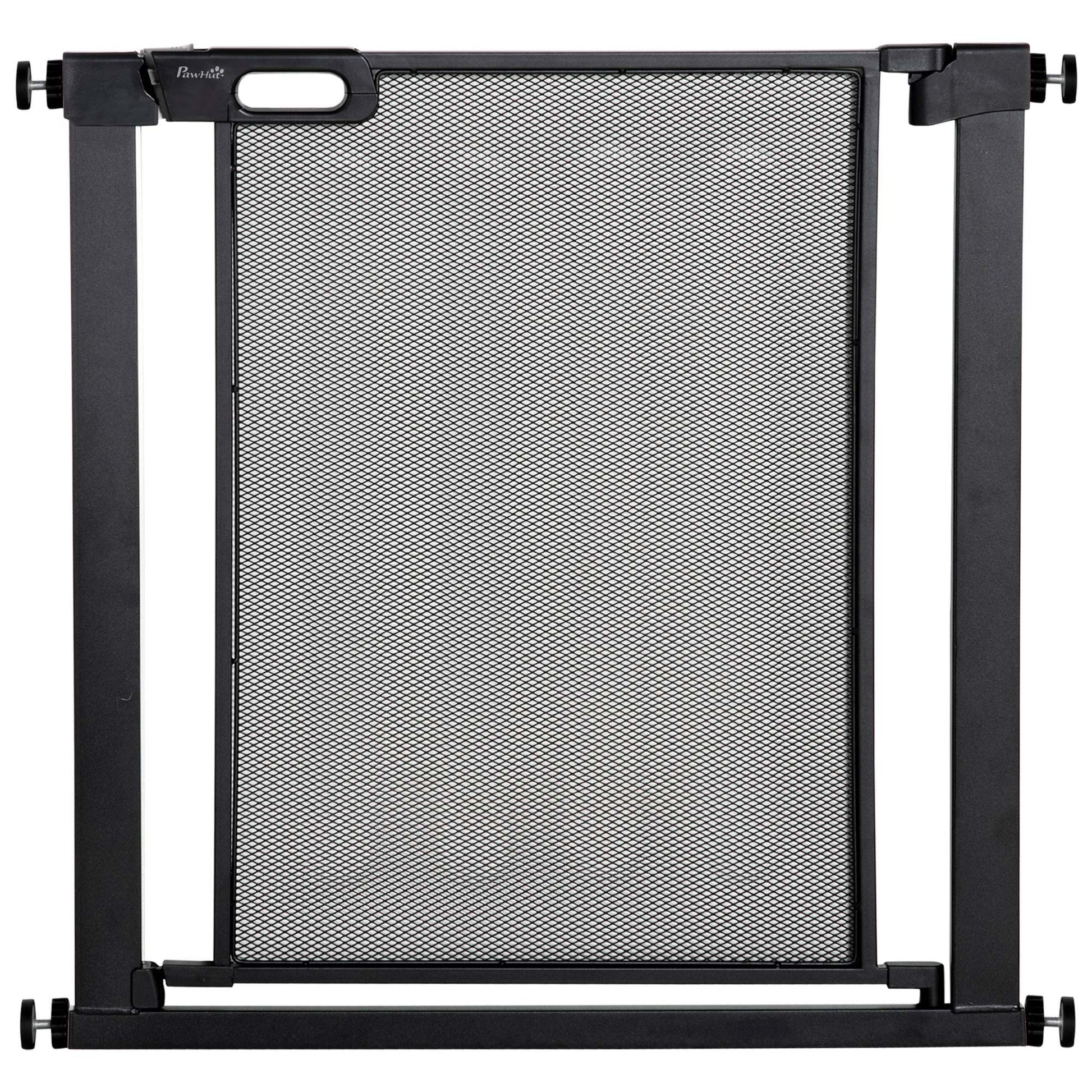Photo of PawHut Dog Safety Gate, for Hallways, Staircases, Doors w/ Automatic Closing Door - Black in Black colour on a white background
