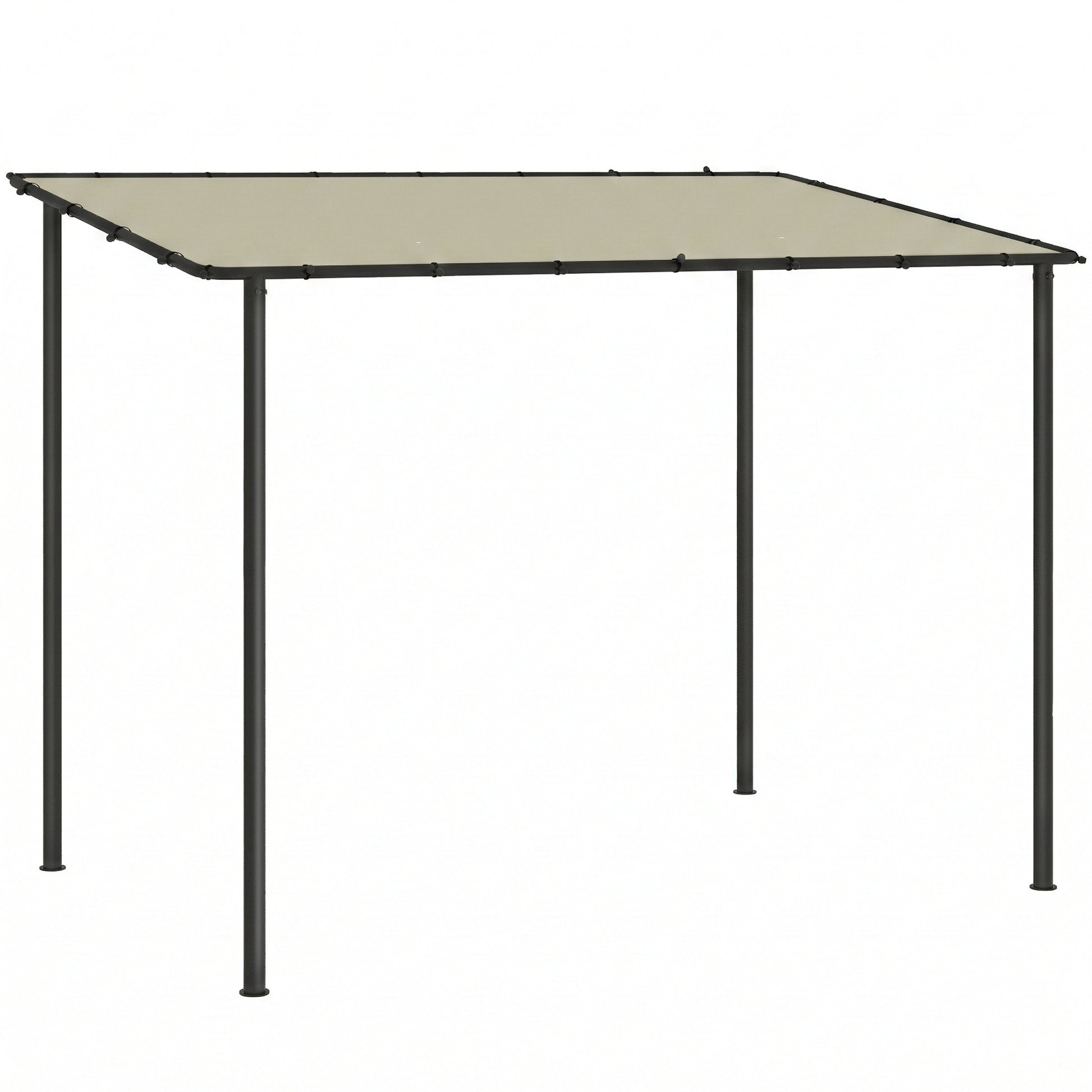 Photo of Outsunny 3 x 2 m Lean to Garden Pergola, Metal Frame Gazebo Pergola with UPF30+ Protection, Sloped Roof, Drainage Holes, Cream in Cream colour on a white background