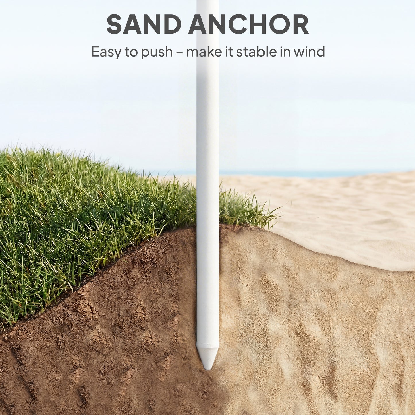 Outsunny 1.8 m Beach Umbrella Parasol with Sand Anchor, Portable Tilting Garden Parasol with Adjustable Height, Green