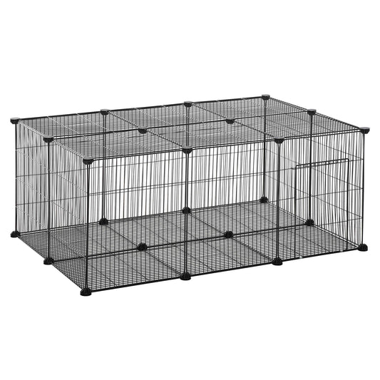 Photo of PawHut Pet Playpen DIY Small Animal Cage Metal Fence with Door, 22 Pieces, for Bunny Chinchilla Hedgehog Guinea Pig in Pig colour on a white background