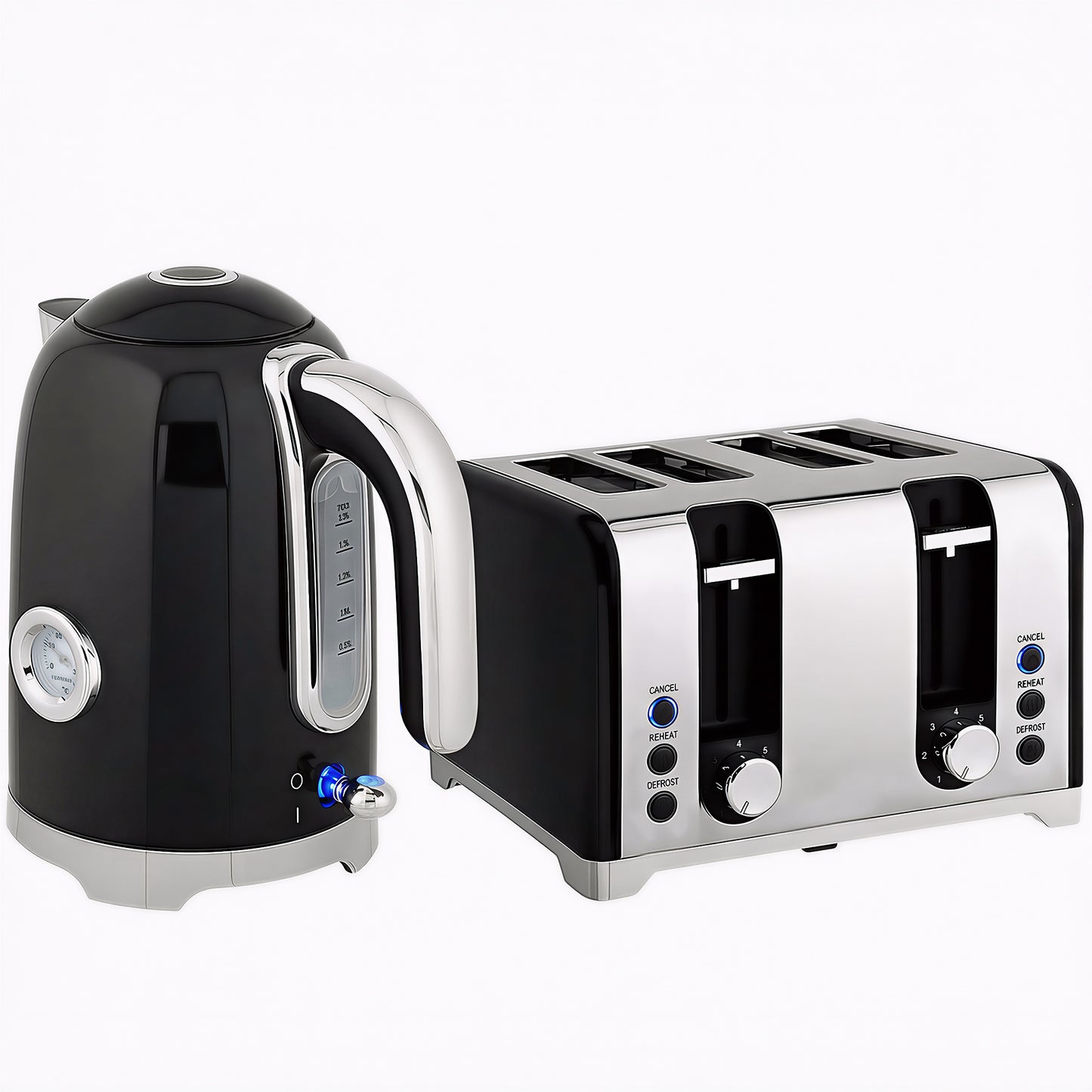 Photo of HOMCOM Retro 3000W Kettle and Toaster Set - Black in Black colour on a white background