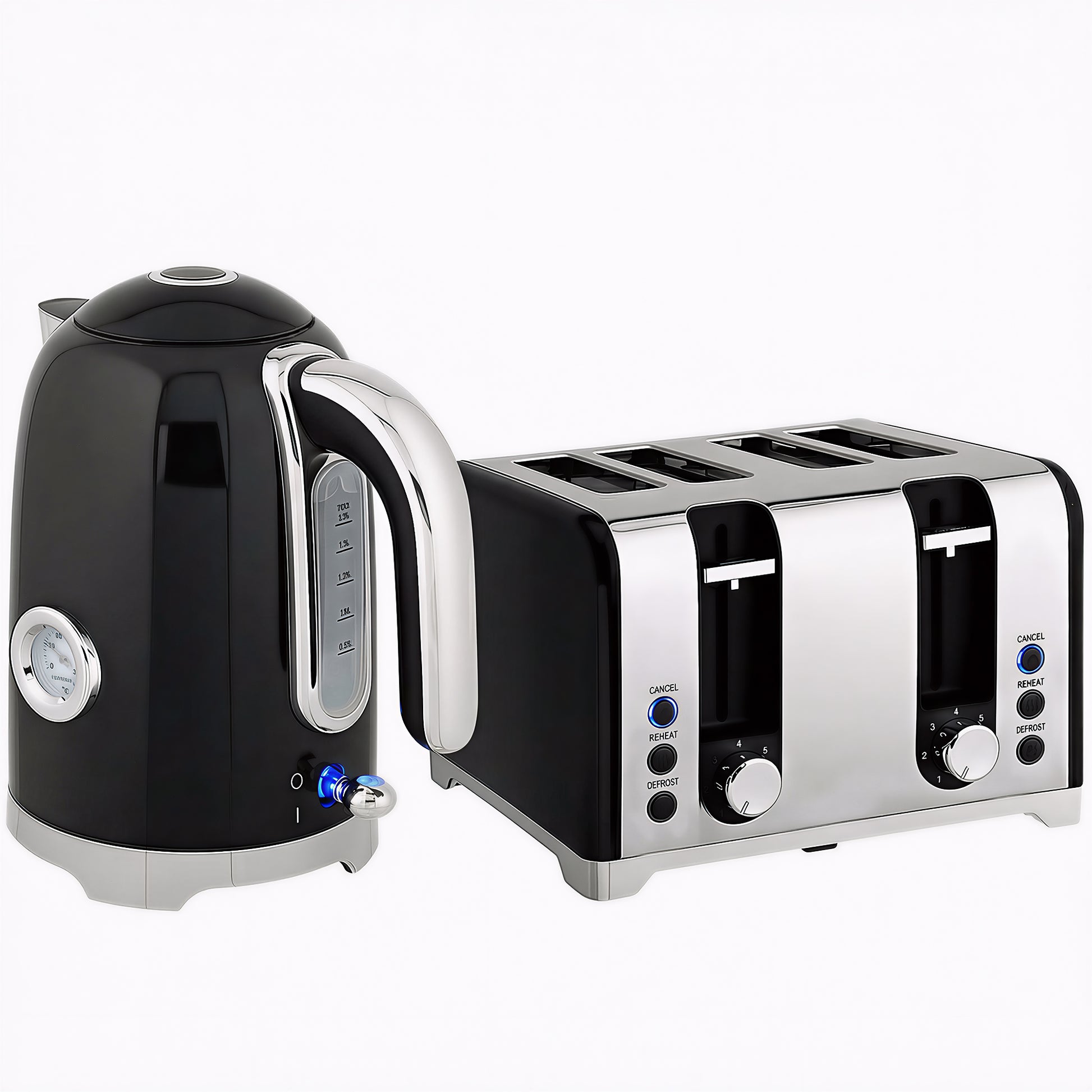 Photo of HOMCOM Retro 3000W Kettle and Toaster Set - Black in Black colour on a white background