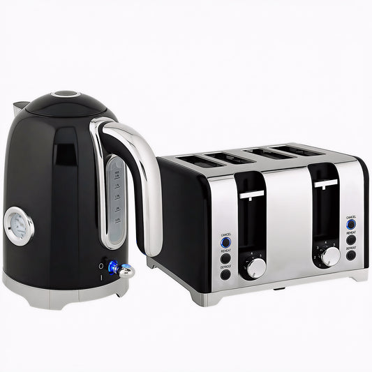 Photo of HOMCOM Retro 3000W Kettle and Toaster Set - Black in Black colour on a white background