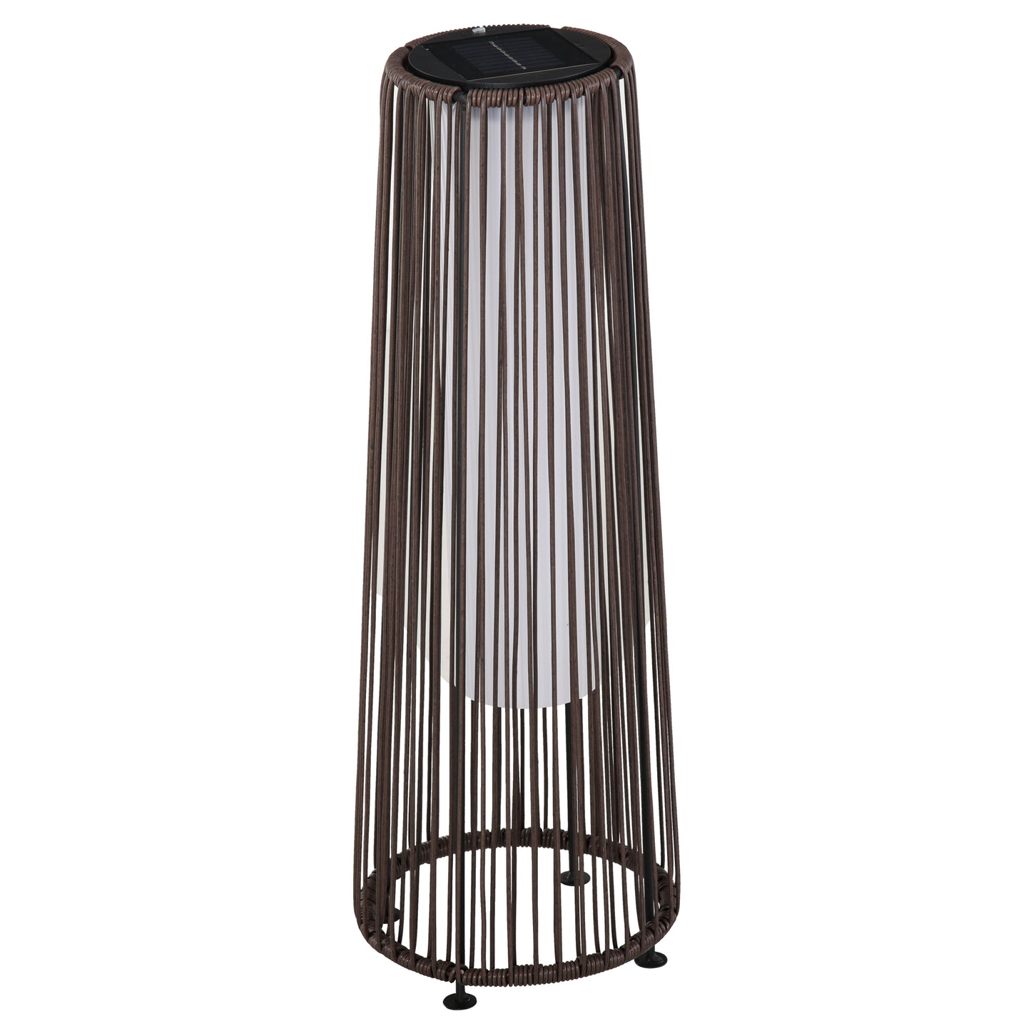 Photo of Outsunny Patio Garden PE Rattan Solar Lights Woven Resin Wicker Lantern Auto On/Off Solar Powered Lights for Porch, Yard, Lawn, Courtyard, Indoor & Outdoor  Brown in Brown colour on a white background