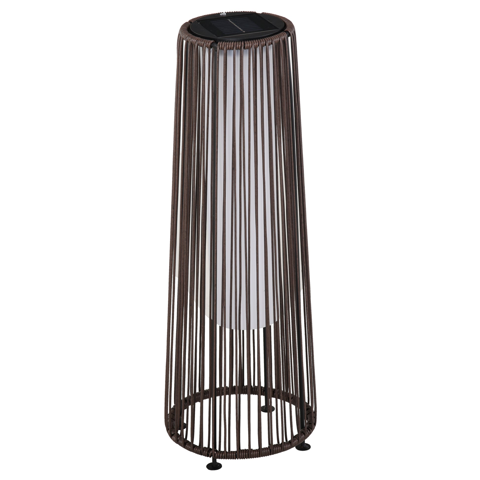 Photo of Outsunny Patio Garden PE Rattan Solar Lights Woven Resin Wicker Lantern Auto On/Off Solar Powered Lights for Porch, Yard, Lawn, Courtyard, Indoor & Outdoor  Brown in Brown colour on a white background