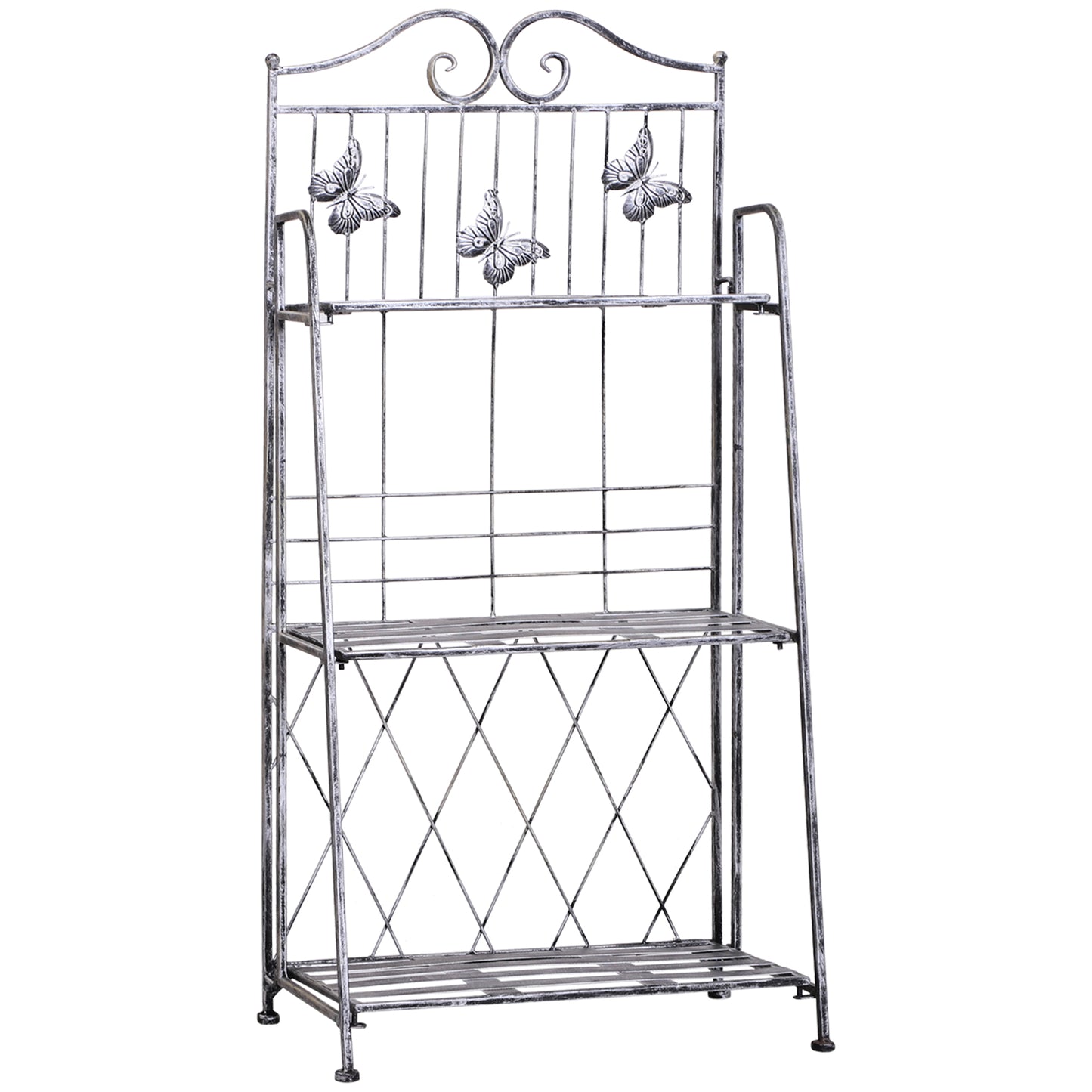 Photo of Outsunny 3 Tier Plant Stand Indoor Outdoor, Metal Plant Shelf Flower Display Rack for Potted Plants Garden Balcony Decor, 44 x 25 x 96 cm in cm colour on a white background