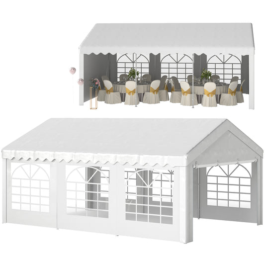 Photo of Outsunny 6m x 4m Heavy Duty Garden Gazebo for Parties, Wedding and Events, White in White colour on a white background