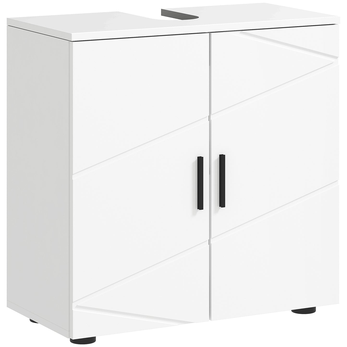 Photo of kleankin Under Sink Cabinet with Shelf - White in White colour on a white background