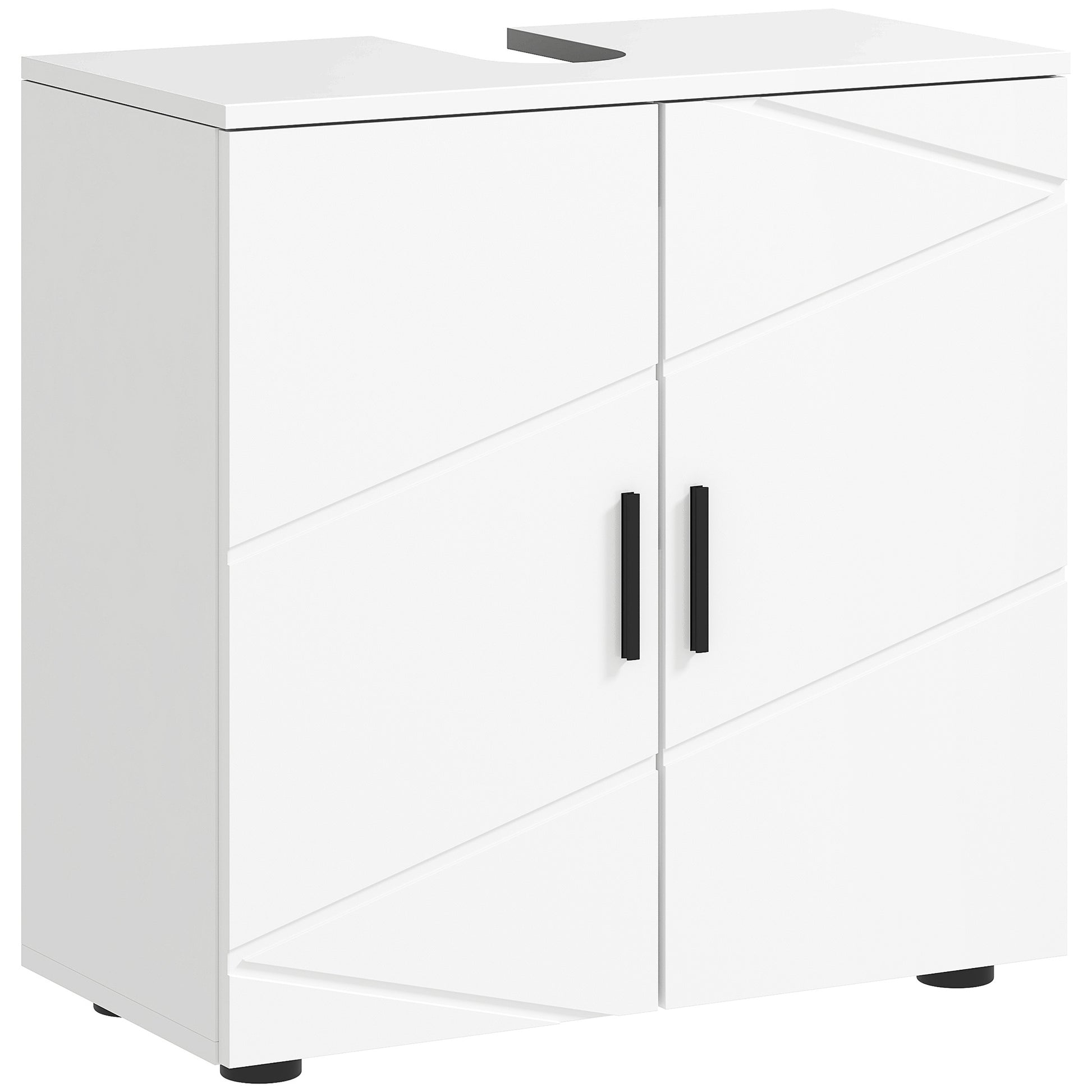 Photo of kleankin Under Sink Cabinet with Shelf - White in White colour on a white background