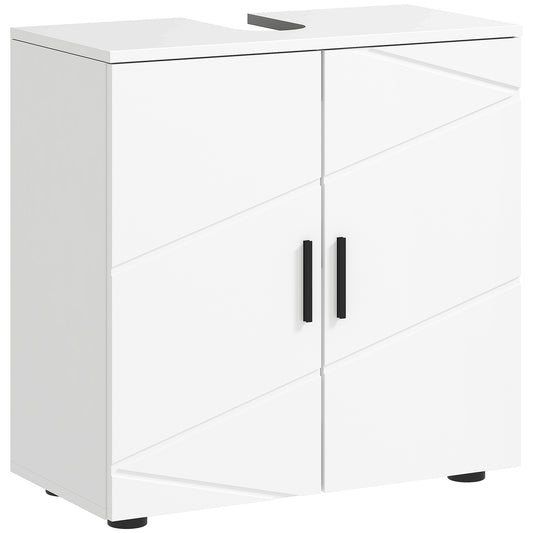 Photo of kleankin Under Sink Cabinet with Shelf - White in White colour on a white background