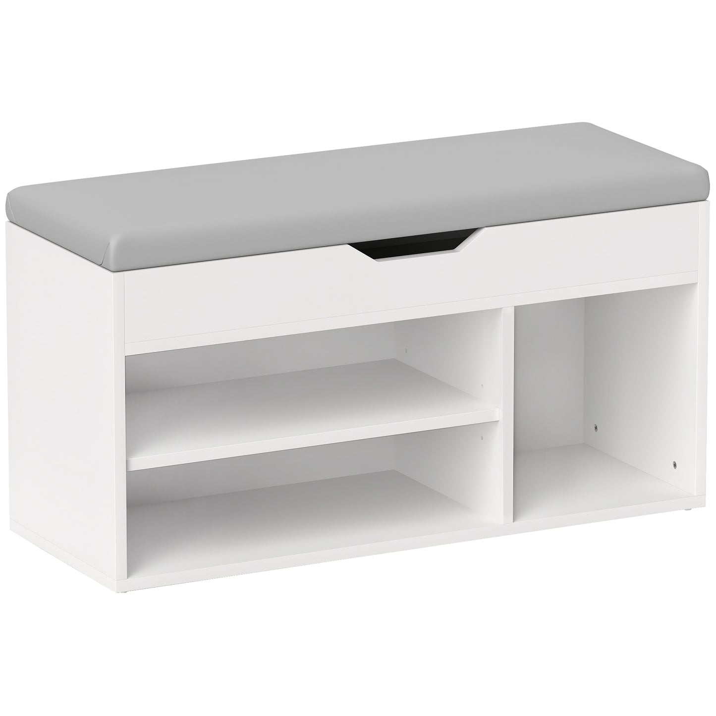 Photo of HOMCOM Shoes Cabinet Bench Hidden Storage Padded Seat Organiser Footwear Rack Hallway Cream White in White colour on a white background