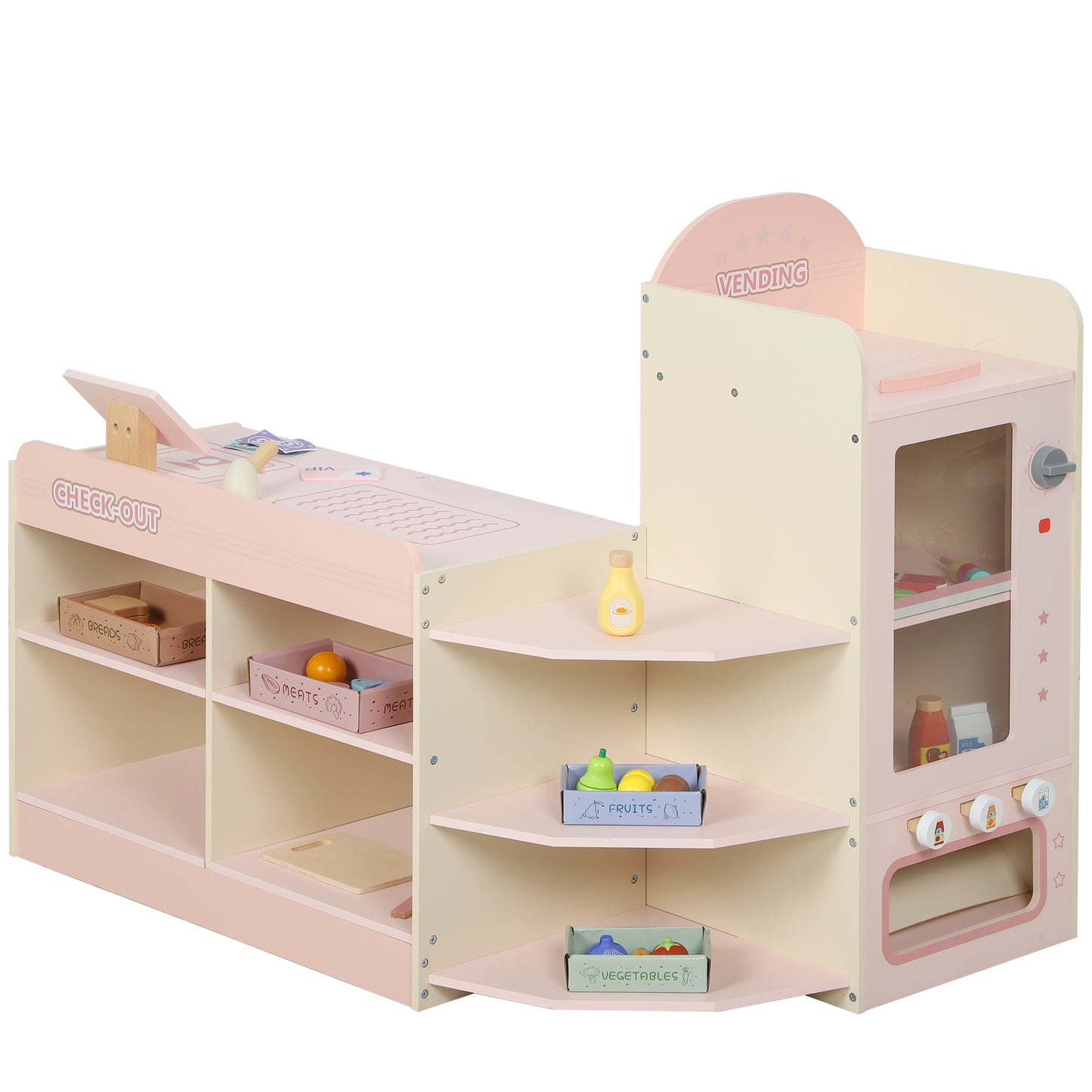 Photo of AIYAPLAY Kids Grocery Store, Children Supermarket Playset with Cash Register, Vending Machine, Display Shelves in Shelves colour on a white background