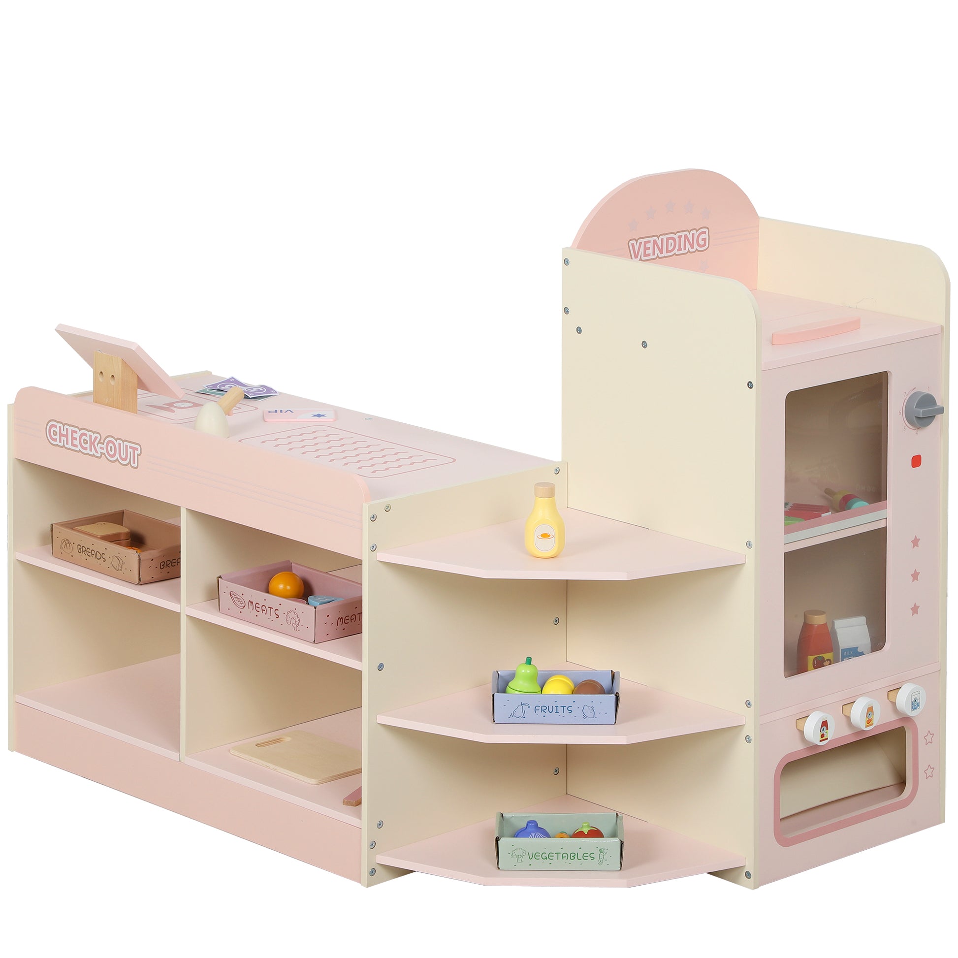 Photo of AIYAPLAY Kids Grocery Store, Children Supermarket Playset with Cash Register, Vending Machine, Display Shelves in Shelves colour on a white background