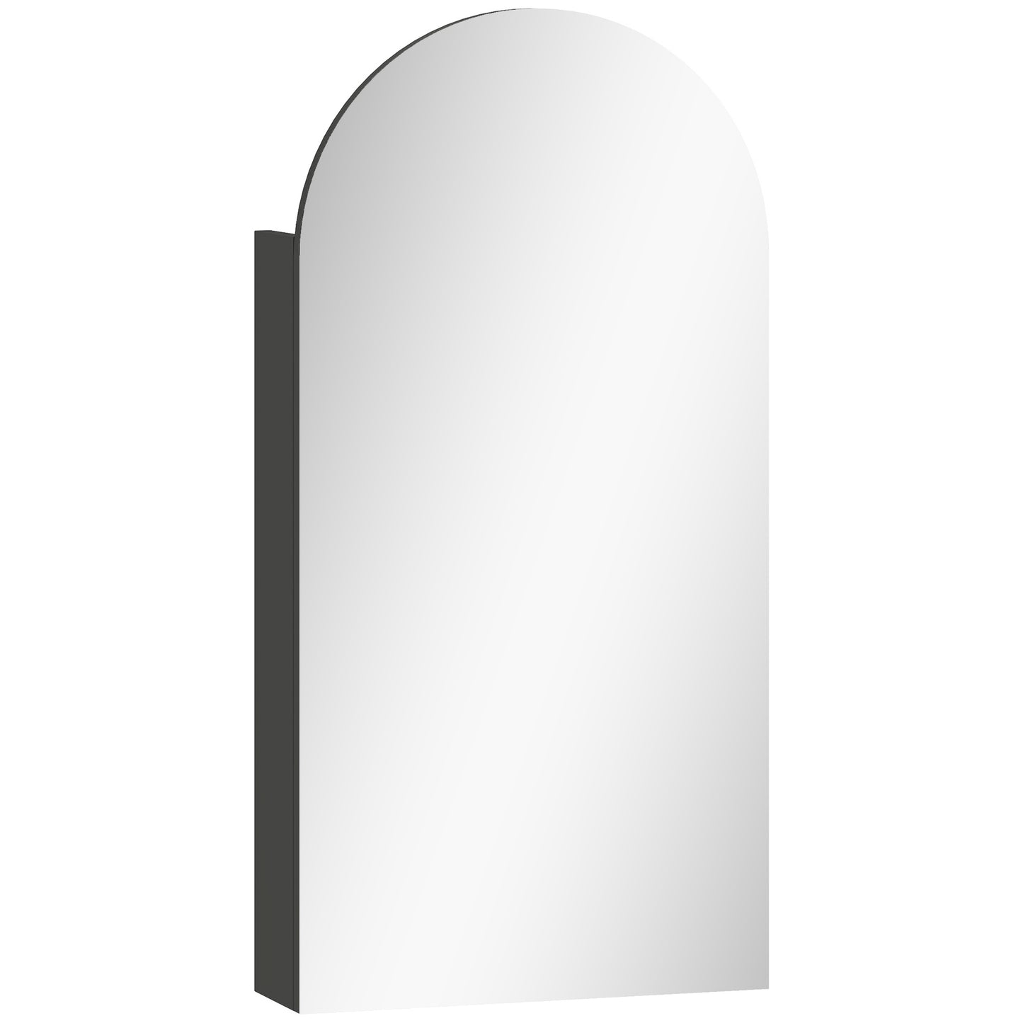 Photo of HOMCOM Arched Bathroom Mirror Cabinet with Adjustable Glass Shelves - Black in Black colour on a white background