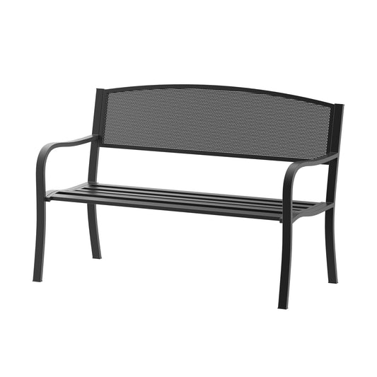 Photo of Outsunny Garden Bench Furniture Patio Park 2 Person Chair Seat Steel Black 120cm Outdoor in Outdoor colour on a white background
