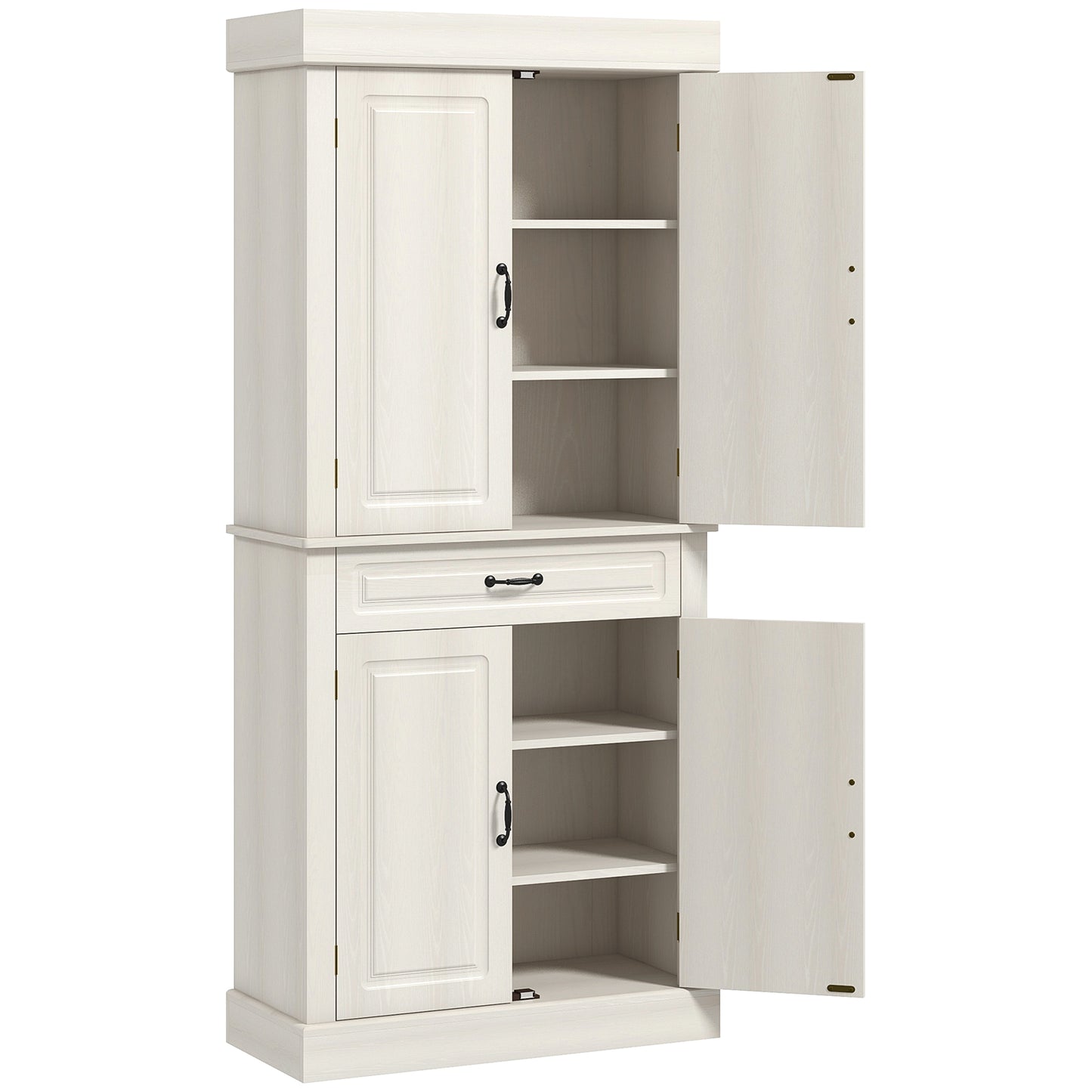 Photo of HOMCOM Tall Kitchen Cupboard, Kitchen Pantry Cabinet with 6 Shelves and Drawer, Cream White in White colour on a white background