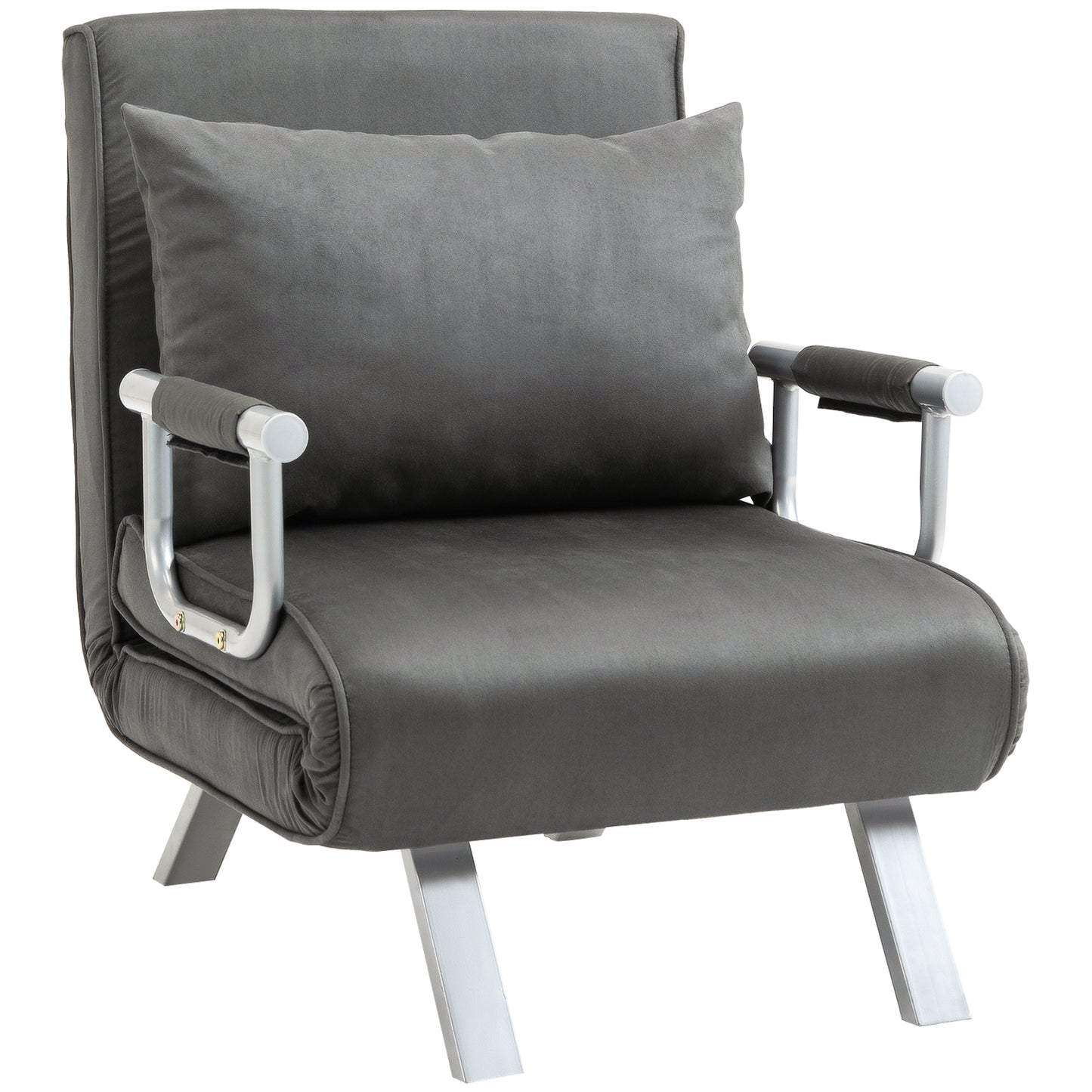 Photo of HOMCOM 4-in-1 Faux Suede Chair Bed - Grey in Grey colour on a white background
