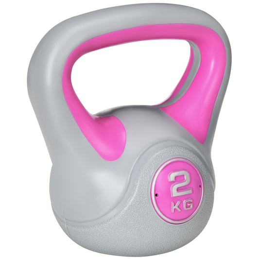 Photo of SPORTNOW Kettlebell, 2kg Kettle Bells with Handle for Home Gym Weight Lifting and Strength Training, Pink and Grey in Grey colour on a white background