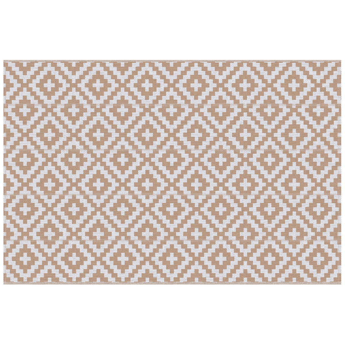 Photo of Outsunny Outdoor Rug Reversible Mat Plastic Straw Rug Portable RV Camping Mat for Garden Deck Picnic Indoor, 182 x 274 cm (6 x 9 ft), Coffee & White in White colour on a white background