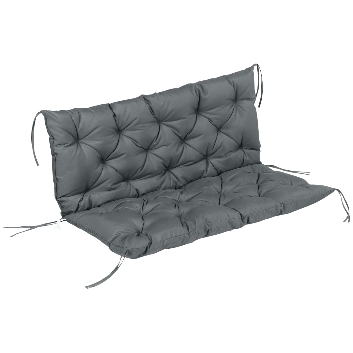 Photo of Outsunny Garden Bench Cushion, 2 Seater Swing Chair Cushion, Seat Pad with Ties for Indoor and Outdoor Use, 110 x 120 cm, Dark Grey in Grey colour on a white background