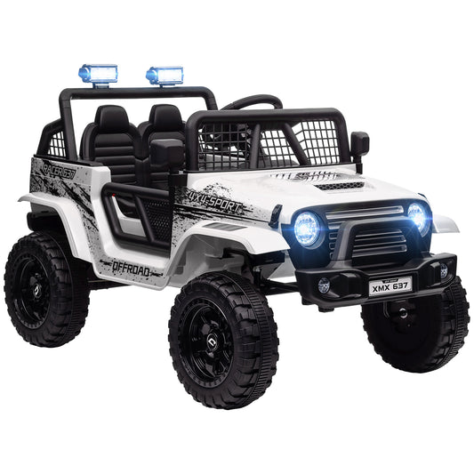 Photo of AIYAPLAY 12V Battery Powered Kids Ride-On Car, Electric Truck w/ Spring Suspension, Remote, Music, Horn, Lights, White in White colour on a white background