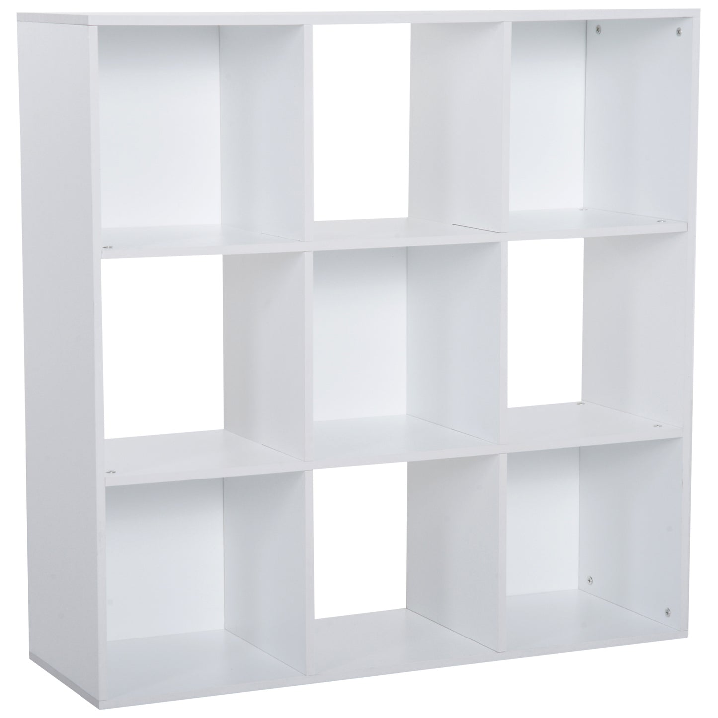 Photo of HOMCOM 3-tier 9 Cubes Storage Unit Particle Board Cupboard Bookcase Organiser Home Office Shelves, White in White colour on a white background