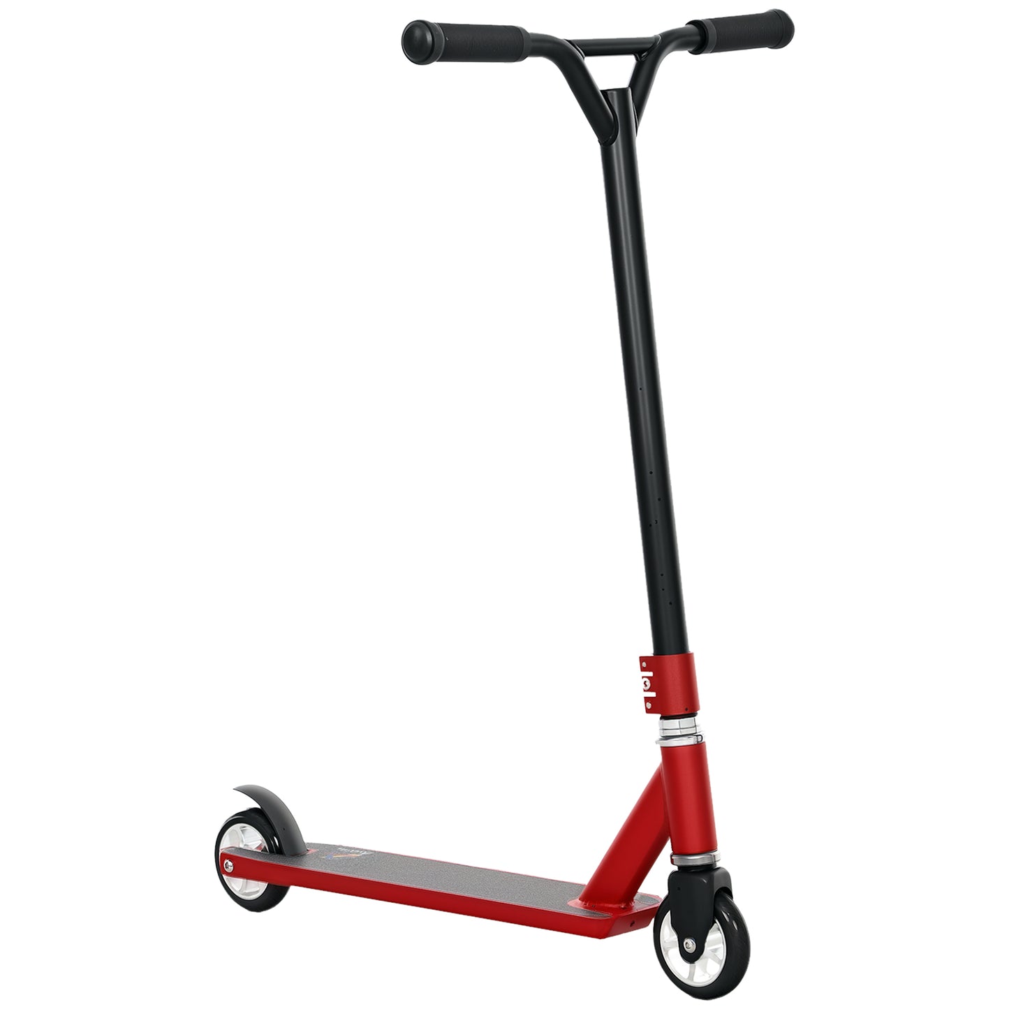 Photo of HOMCOM Stunt Scooter, 360° Entry Level Tricks Scooter w/ Lightweight Aluminium Deck and ABEC 7 Bearing, For Age 14+ Beginners, Red in Red colour on a white background