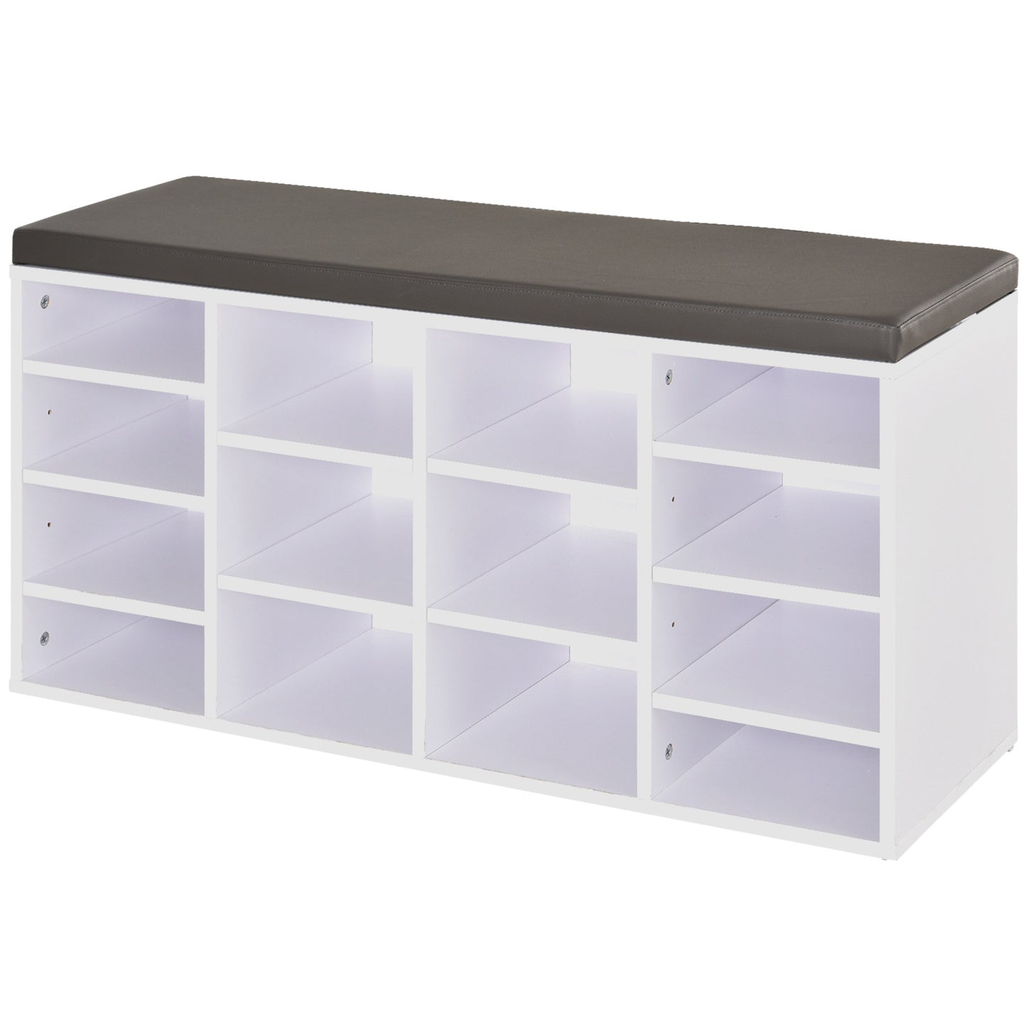 Photo of HOMCOM Multi-Storage Shoe Rack with 14 Compartments Cushion Moving Shelves, Solid Frame Foot Pads, White in White colour on a white background