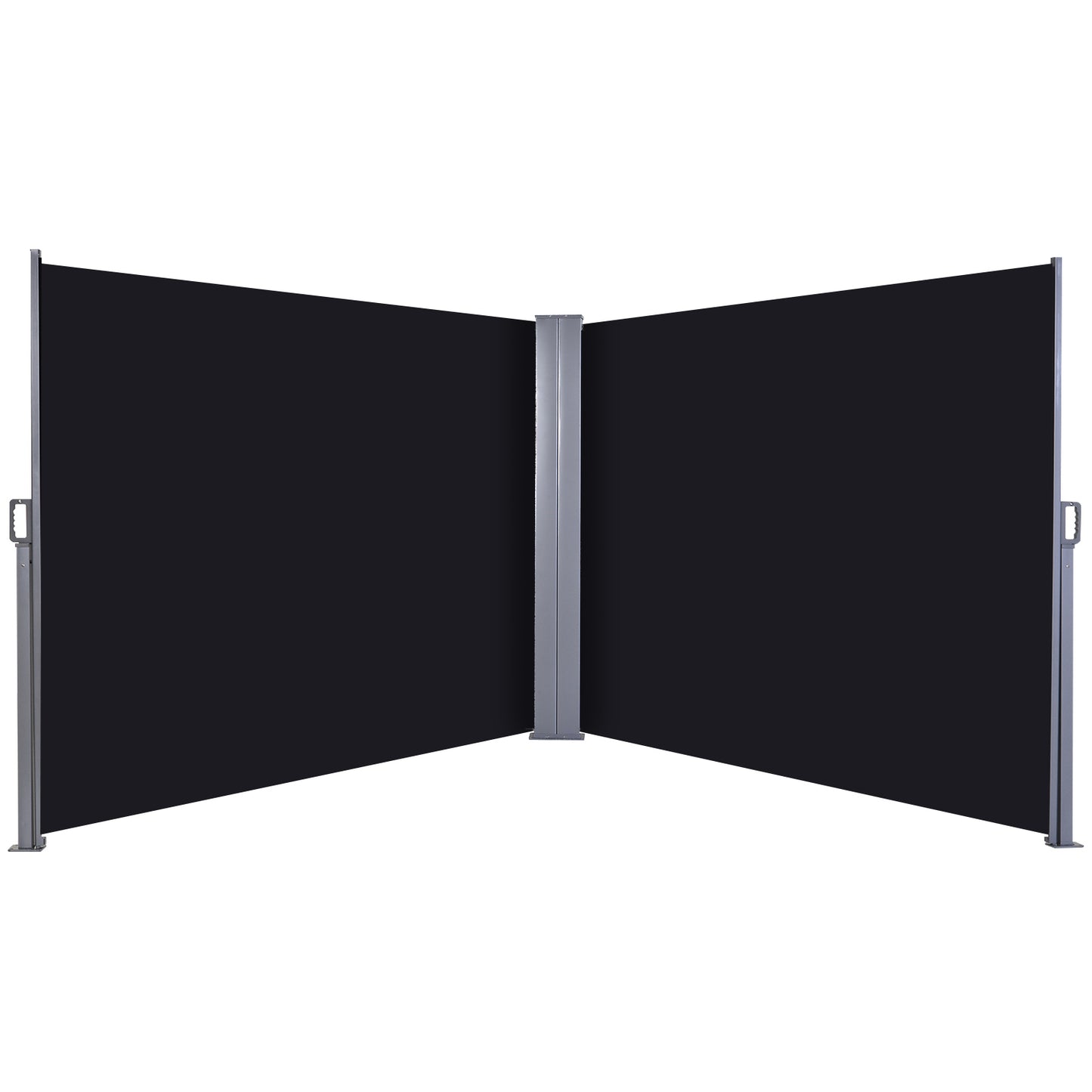 Photo of Outsunny 600 x 180 cm (HxL) Retractable Awning Double Canopy Side Privacy Protection Sun Shade Side Blind w/ Steel Frame Versatile Use In Garden Patio - Black in Black colour on a white background