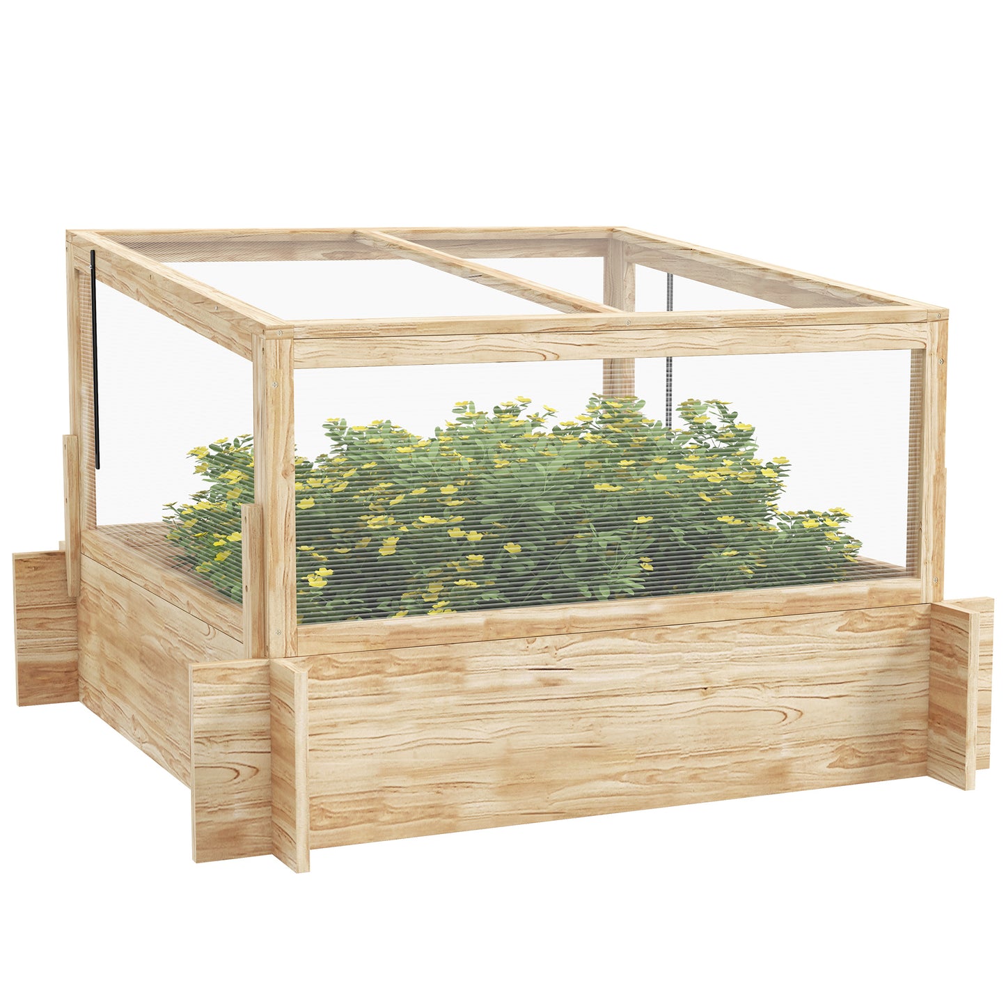Photo of Outsunny 2-In-1 Wooden Greenhouse Planter Box - Natural in Natural colour on a white background