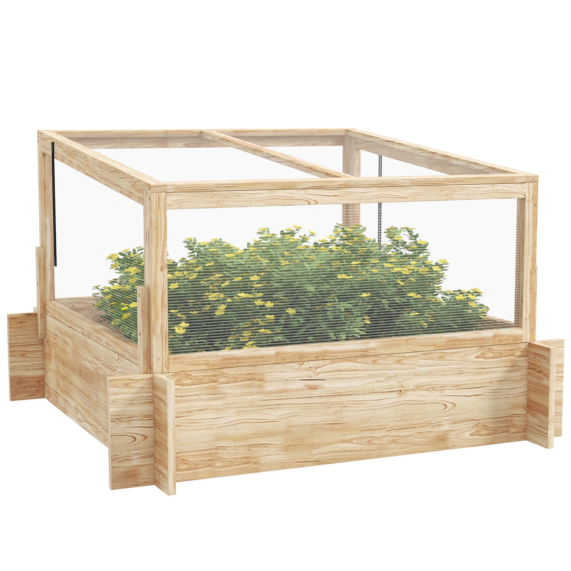 Photo of Outsunny 2-In-1 Wooden Greenhouse Planter Box - Natural in Natural colour on a white background