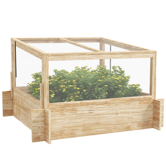 Photo of Outsunny 2-In-1 Wooden Greenhouse Planter Box - Natural in Natural colour on a white background