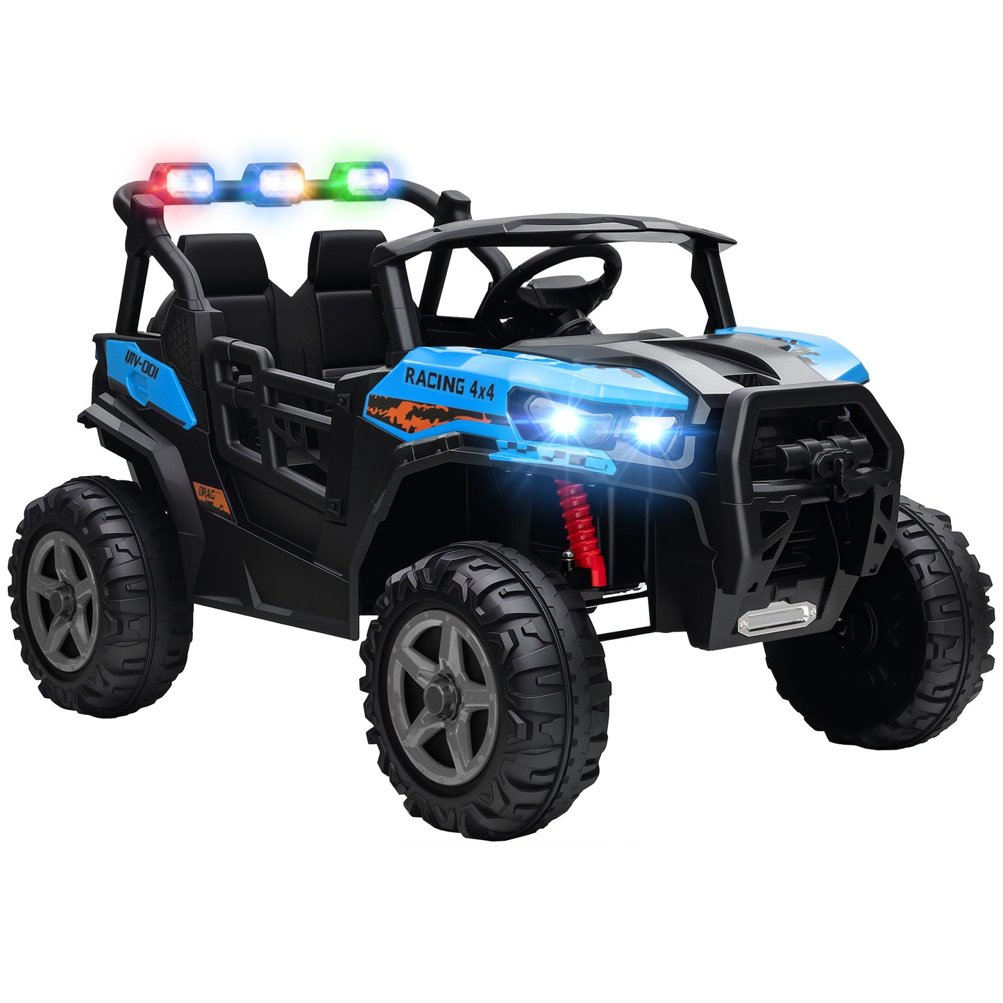 Photo of AIYAPLAY 24V Electric Ride on Car, 2-Seater Electric Car for Kids with Remote, Bluetooth, Soft Start, Suspension Spring, Blue in Blue colour on a white background